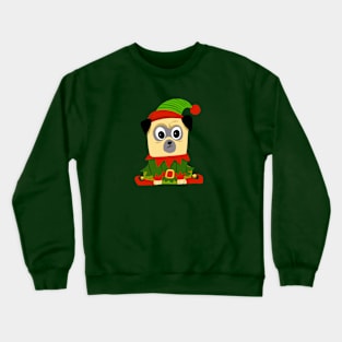 Christmas elf pug dog Crewneck Sweatshirt